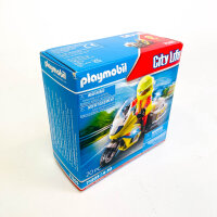 PLAYMOBIL City Life 71205 Ambulance Doctor Motorcycle, with light function, batteries included, 20-piece set, for children aged 4 and up