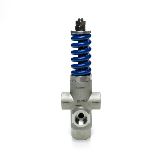 KOTHAR 10050112 Entlastungsventil, 3/8" F, 0–250 bar, 0–35 l/min, 90°C, Bypass 3/8" F, Manometer 1/4" F