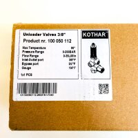 KOTHAR 10050112 Entlastungsventil, 3/8" F, 0–250 bar, 0–35 l/min, 90°C, Bypass 3/8" F, Manometer 1/4" F