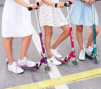 Micro Sprite LED Scooter, lila, Aluminium, LED-Dynamo-Räder, höhenverstellbar 63–95 cm, bis 100 kg, für Kinder & Jugendliche