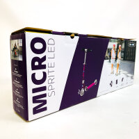 Micro Sprite LED Scooter, lila, Aluminium, LED-Dynamo-Räder, höhenverstellbar 63–95 cm, bis 100 kg, für Kinder & Jugendliche