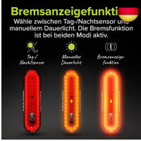VELMIA L100 LED bicycle light set, 100 lux, USB-C, IPX4, StVZO-approved, rear light with brake light