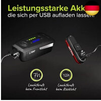 VELMIA L100 LED bicycle light set, 100 lux, USB-C, IPX4, StVZO-approved, rear light with brake light