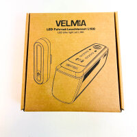 VELMIA L100 LED bicycle light set, 100 lux, USB-C, IPX4, StVZO-approved, rear light with brake light