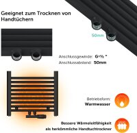 doporro RHE-160x50a bathroom radiator 1600x500 mm, vertical, anthracite, towel warmer, tubular radiator