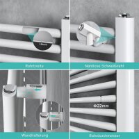 doporro RHE-120x60w Badheizkörper 1200x600 mm,...