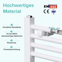 doporro RHE-120x60w bathroom radiator 1200x600 mm, white, vertical, towel warmer, hot water operation
