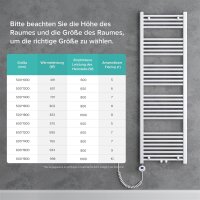 doporro RHE-120x60w bathroom radiator 1200x600 mm, white, vertical, towel warmer, hot water operation