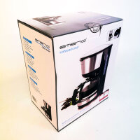 Emerio CME-122933 Filterkaffeemaschine, 1,25L, 1000W, für 10 Tassen, Schwarz/Silber, Permanentfilter, Tropfstopp, Glaskanne, Abschaltautomatik