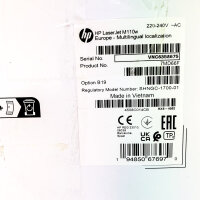HP LaserJet M110w Monolaserdrucker, WLAN/USB, AirPrint, App-Steuerung, 20 S./Min., 600x600 dpi, netzwerkfähig, 220-240V