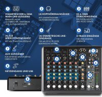 ALTO TrueMix 800FX Audio Mixer, 4 XLR microphone inputs, USB interface, Bluetooth, effects, ideal for podcasts, recording, live performances, DJs