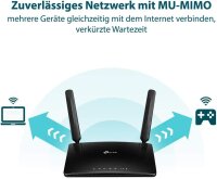 TP-Link Archer MR600 AC1200 4G+ LTE Router, Dual-Band, Gigabit, 300 Mbit/s 2,4 GHz, 867 Mbit/s 5 GHz, LAN/WAN-Port, Schwarz
