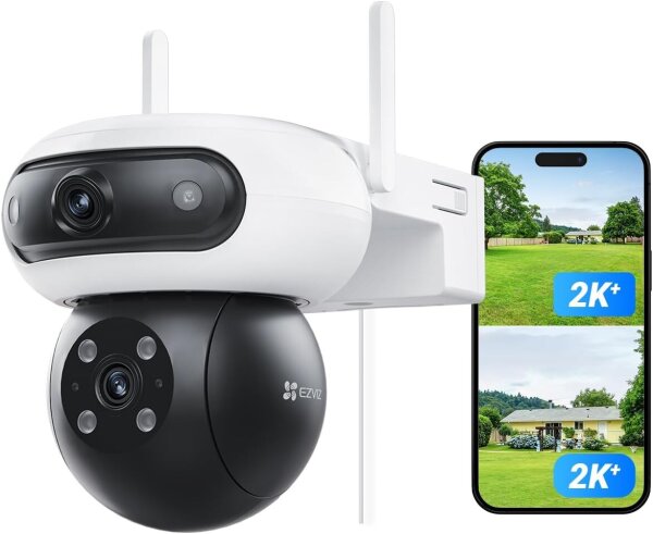 EZVIZ C90 Dual 4MP WiFi Outdoor Camera, Dual Lens, 360° Panoramic View, 40m Color Night Vision, AI Detection, Auto-Zoom, Active Defense