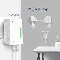 TP-Link TL-WPA4220KIT, 2er Set, WLAN Powerline Extender Kit, Netzwerkadapter, 600 Mbit/s, 2 LAN-Ports, Plug & Play