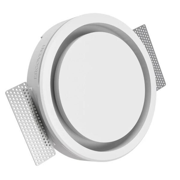 Ergovent Rondo-100 ventilation valve 100 mm, frameless, round, plasterable, magnetic disc valve, paintable diffuser