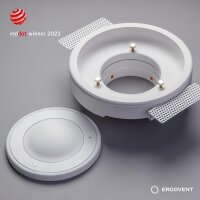 Ergovent Rondo-100 ventilation valve 100 mm, frameless, round, plasterable, magnetic disc valve, paintable diffuser
