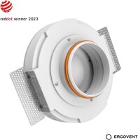 Ergovent Rondo-100 ventilation valve 100 mm, frameless, round, plasterable, magnetic disc valve, paintable diffuser