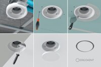 Ergovent Rondo-100 ventilation valve 100 mm, frameless, round, plasterable, magnetic disc valve, paintable diffuser