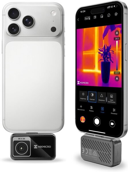 HIKMICRO Mini E Wärmebildkamera, Modell Mini E, Handgerät, Temperaturbereich -20°C bis 400°C, 96x96 Pixel, 25Hz