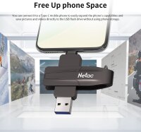 Netac US8 512GB externe SSD, tragbar, USB-C & USB 3.2, bis 550 MB/s, schneller Speicher für Fotos, Videos, Musik, Dateien