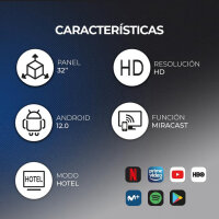 Hyundai HTV3200A 32-Zoll LED-Smart-TV, HD, Android 12, 2x HDMI, Dolby Digital, DVB-T2/C/S2, Schwarz