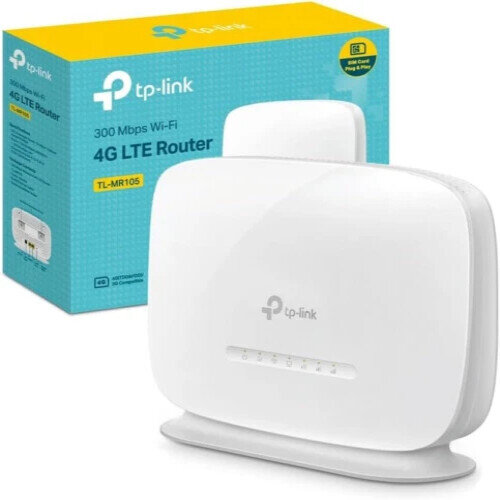 TP-Link TL-MR105 4G LTE Router, 300 Mbit/s WLAN, 2,4 GHz, SIM-Karten-Slot, Plug & Play, Weiß