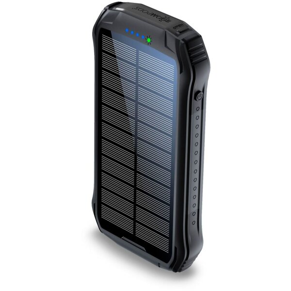 NEUTRON PNSBLK Solar-Powerbank 10000 mAh, IPX65, USB-C, Camping-Taschenlampe, Solarladegerät Outdoor, Schwarz