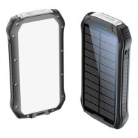 NEUTRON PNSBLK Solar-Powerbank 10000 mAh, IPX65, USB-C, Camping-Taschenlampe, Solarladegerät Outdoor, Schwarz