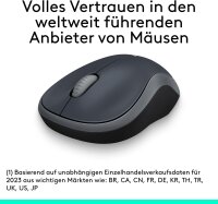 Logitech M185 Wireless Mouse, 2.4 GHz USB Receiver, 1000 DPI, 12-Month Battery Life, for PC/Mac, Ambidextrous, Grey