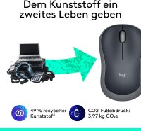 Logitech M185 Wireless Mouse, 2.4 GHz USB Receiver, 1000 DPI, 12-Month Battery Life, for PC/Mac, Ambidextrous, Grey