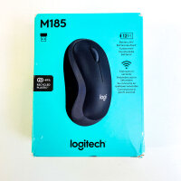 Logitech M185 Wireless Mouse, 2.4 GHz USB Receiver, 1000 DPI, 12-Month Battery Life, for PC/Mac, Ambidextrous, Grey