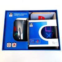 GB-Auge PlayStation Classic Gift Set GFB0061, Mug, Large Glass, 2 Coasters, Gaming Merch, Controller Icons