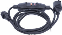 AS-Schwabe 45222 PRCD extension cable 3m, 230V/16A, 3500W, residual current circuit breaker, IP44, 30mA, black