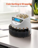 VEVOR KSW550-1 Coin Counting Machine, 220–240V, 20W, LCD Display, Counts up to 850 Coins, Euro Coin Sorter