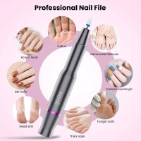 Xoali ND-02 elektrischer Nagelfräser 25.000 U/min, 12-in-1 Set, einstellbare Geschwindigkeit & Richtung, für Gel- & Acrylnägel, Star Grey