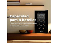 EVVO VT8 Wine Cooler, 8 Bottles, 21l, LED Lighting, Double Glass Door, Quiet, Black