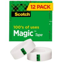 Scotch Magic Tape, 12 rolls, transparent, invisible adhesive tape, for office, school, household