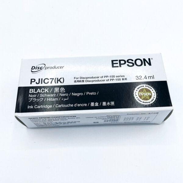 Epson PJIC7(K) ink cartridge, 32.4 ml, black, compatible with Discproducer PP-100/PP-50, high yield