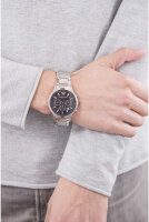 Emporio Armani AR2434 Mens Watch, Chronograph, Date Display, Analog, Black Dial, Silver Stainless Steel Bracelet