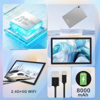 Oangcc A9 Tablet, 10.1 Zoll, Android 13, 12GB RAM, 128GB Speicher, 8MP Kamera, Octa-Core 2.0GHz, 1280x800, Grau