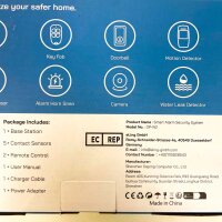 AGSHome Smart Alarm System, 8-piece set, 120 dB siren, 5 sensors, 2 remote controls, app control, Alexa, Google, DIY, expandable