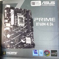 ASUS Prime B760M-K D4 Mainboard, mATX, Intel B760, LGA 1700, DDR4, 2x M.2 PCIe 4.0, 2.5Gb LAN, HDMI, USB 3.2, Aura Sync