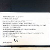 Smart Body Fat Scale FG2420UWB-A, 8 electrodes, large LED display, 8 measurements, G-sensor, non-slip silicone feet, body analysis scale