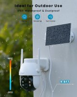 ieGeek 2K WiFi Outdoor Security Camera, Solar Powered, Battery Powered, 360° PTZ, Color Night Vision, Motion Detection, Alexa Compatible