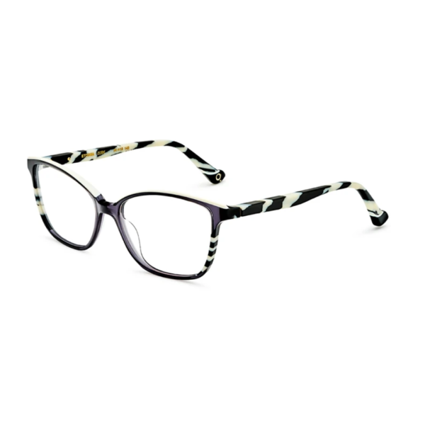 Etnia ETOSHA 510 ZEBK Damenbrille, rechteckig, Vollrand, 51 mm Glasbreite, schwarz-weiß, gemusterte Bügel