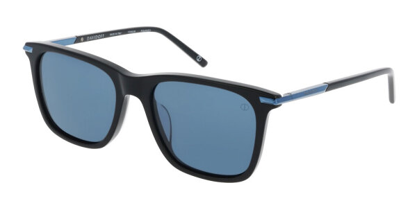 Davidoff DAPS126-01 Mens Sunglasses, rectangular, full rim, black, blue lenses, 54 mm lens width, 18 mm bridge, 145 mm temples