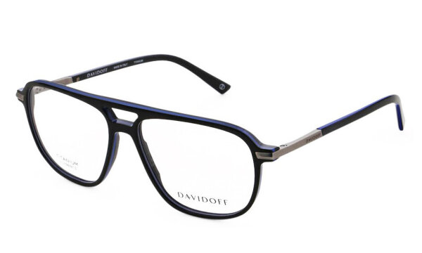 Davidoff mens glasses DAP124-01, rectangular full-rim frame, lens width 57 mm, bridge 15 mm, temples 145 mm, black frame, demo lenses
