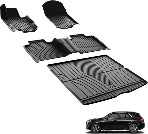 3W All-Weather Floor Mats & Boot Mat Set for Mercedes GLE V167 2020–2026, TPE, Perfect Fit, Non-Slip, Complete Set