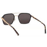 Davidoff Eyewear DATS116-01 Herren Sonnenbrille, 52mm Gläser, 21mm Steg, 145mm Bügel, matte schwarze Titanfassung, hexagonal, polarisierte graue Gläser