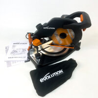 Evolution R210CMS miter saw, 210 mm, 230V, multi-purpose saw blade, compact, precise cuts, power tool